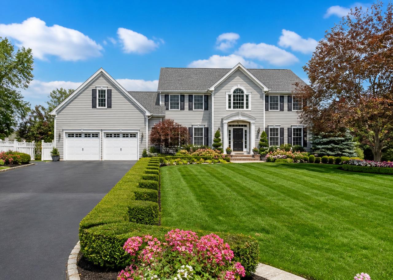 Lush striped green lawn after W&A Landscaping service